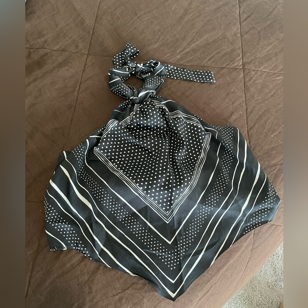 Topshop Black and White Halter Top